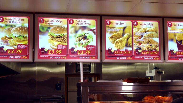 Slim Snap Frame Lightboxes as menu boards in My Chicken Shop