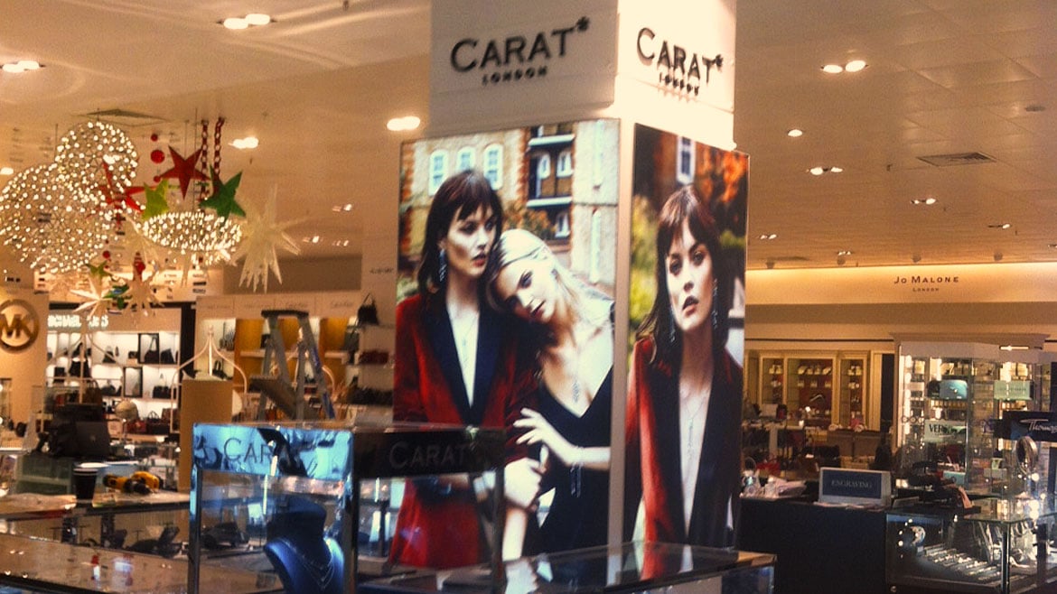 Retail Light boxes and Signs for Carat in Fenwick Brent Cross