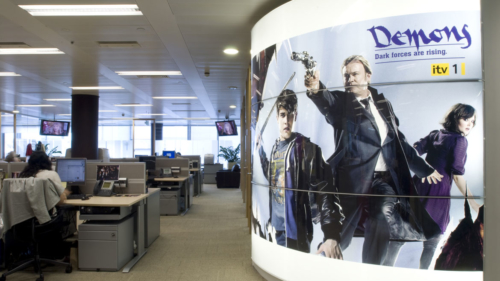 Bespoke Curved Lightbox in office at ITV