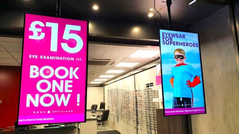 Enhanced Brightness Screens for opticians window